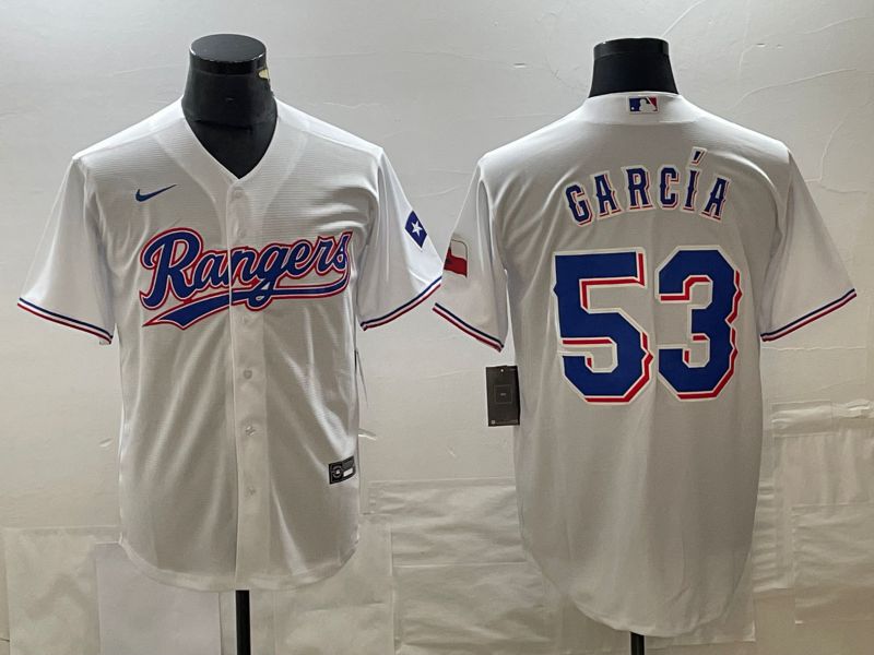 Men Texas Rangers #53 Garcia White Game Nike 2023 MLB Jersey style 1->texas rangers->MLB Jersey